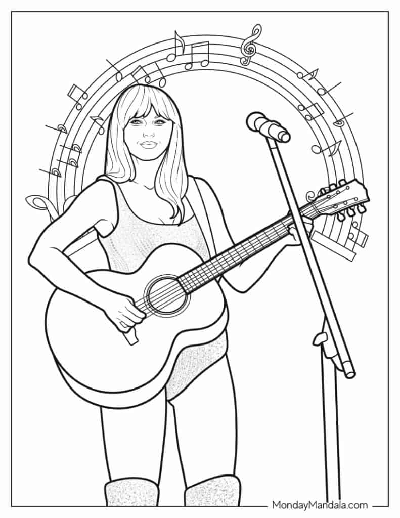 Taylor Swift The Eras Tour Coloring Pages Coloring Nation