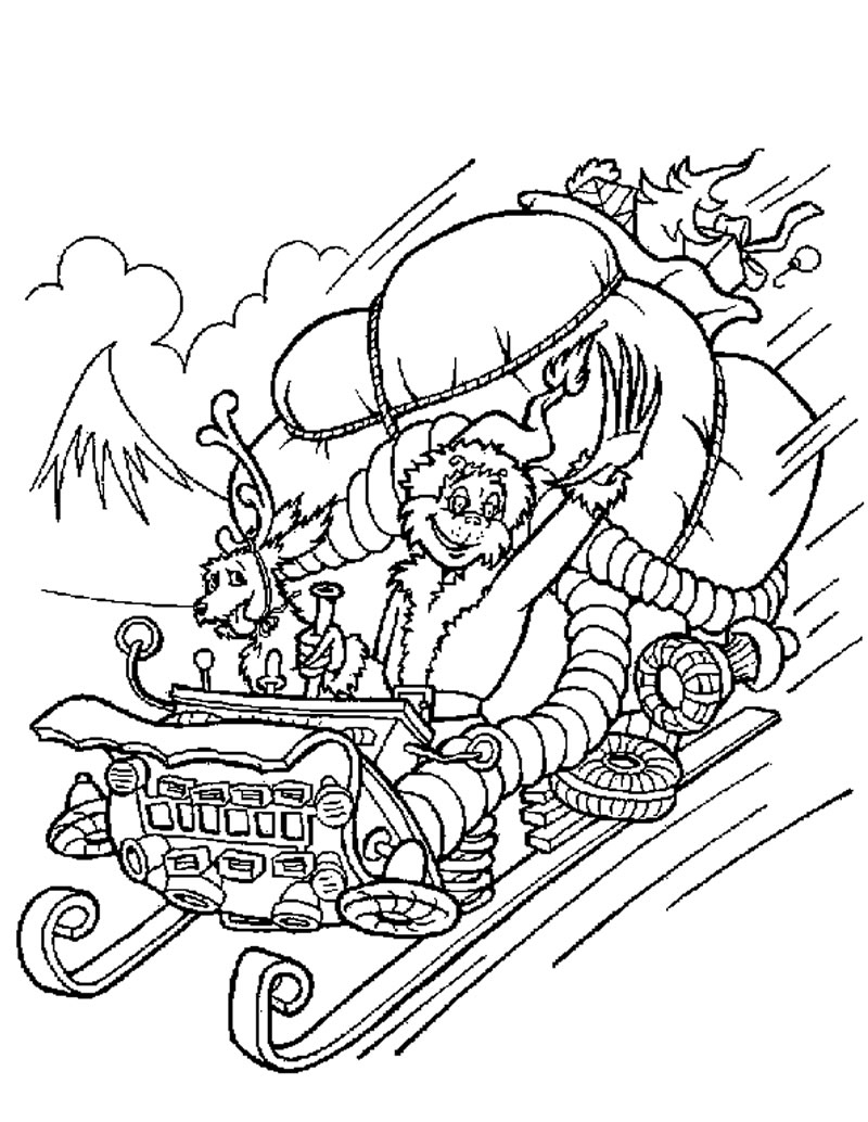 The Grinch Steals Christmas Gifts Coloring Pages Hellokids