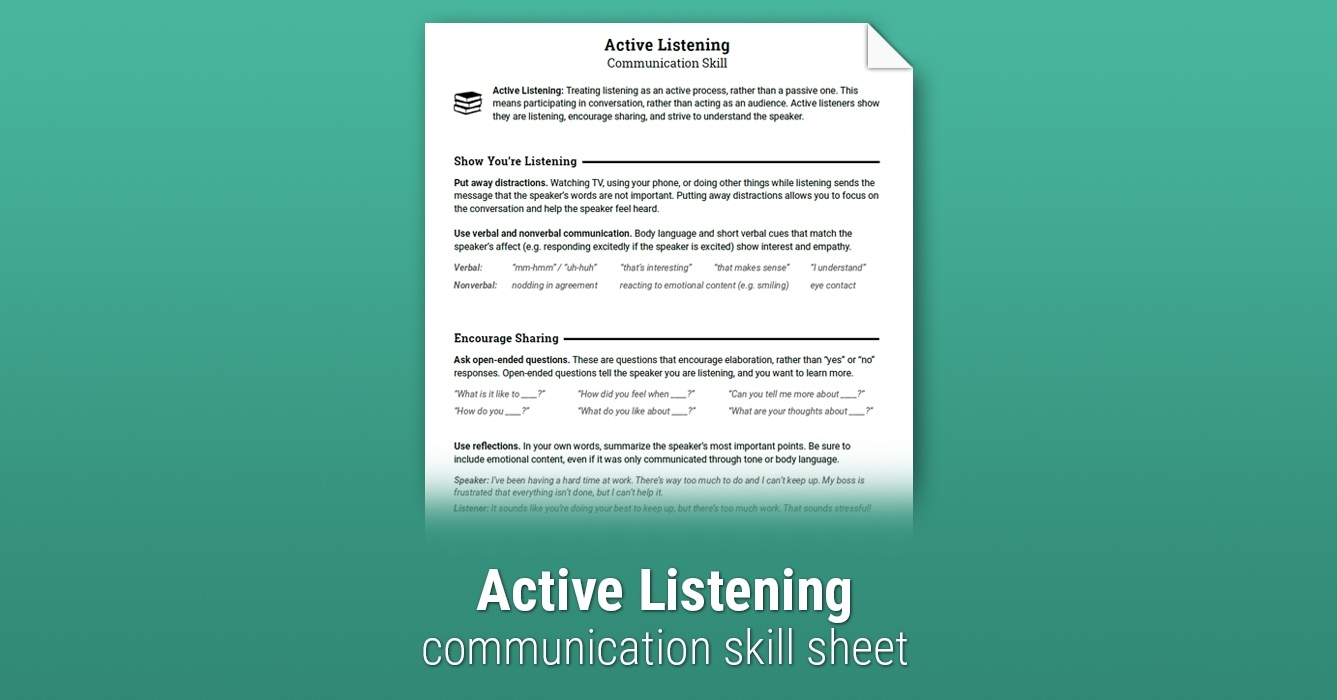 Therapy Aid Worksheets Communication Skills DBT Worksheets