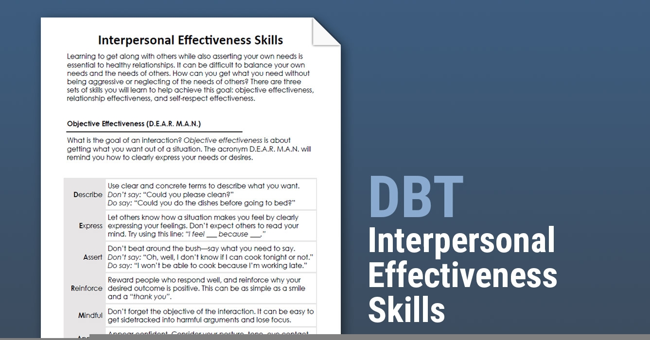 Therapy Aid Worksheets Communication Skills DBT Worksheets