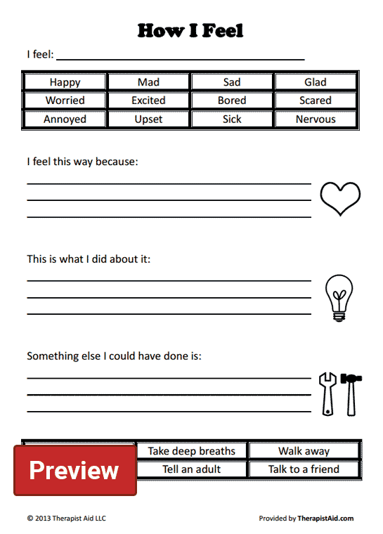 Therapy Aid Worksheets For Kids Anger Management Worksheets