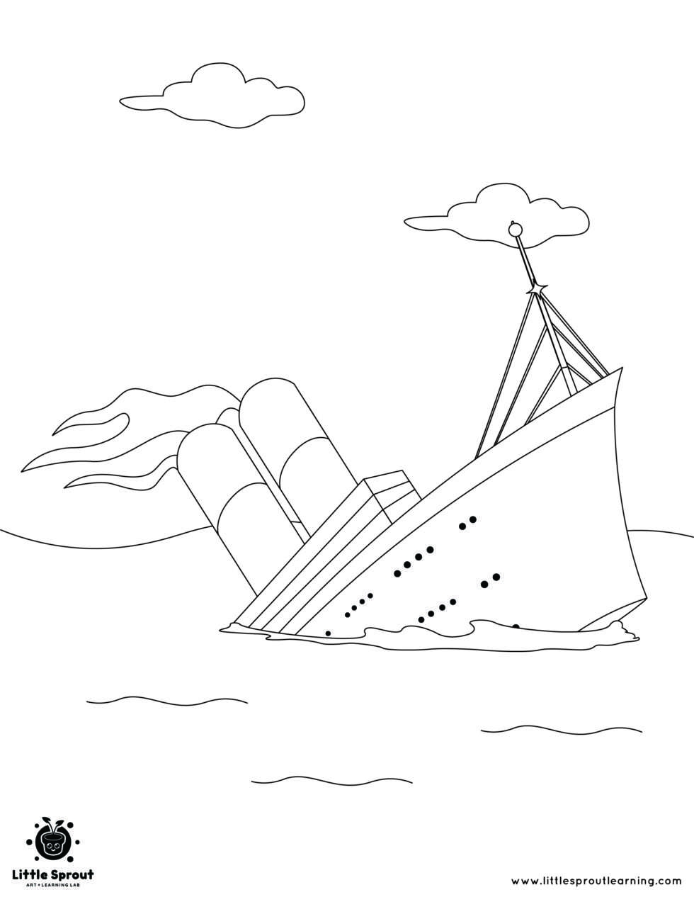 Titanic Sinking Coloring Page Little Sprout Art