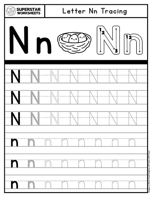 Trace The Letter N Worksheets Infoupdate