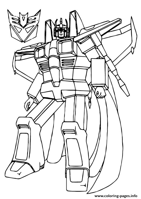 Transformers Star Scream A4 Coloring Page Printable
