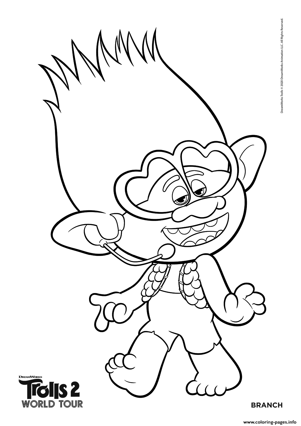 Trolls 2 Branch World Tour Coloring Page Printable