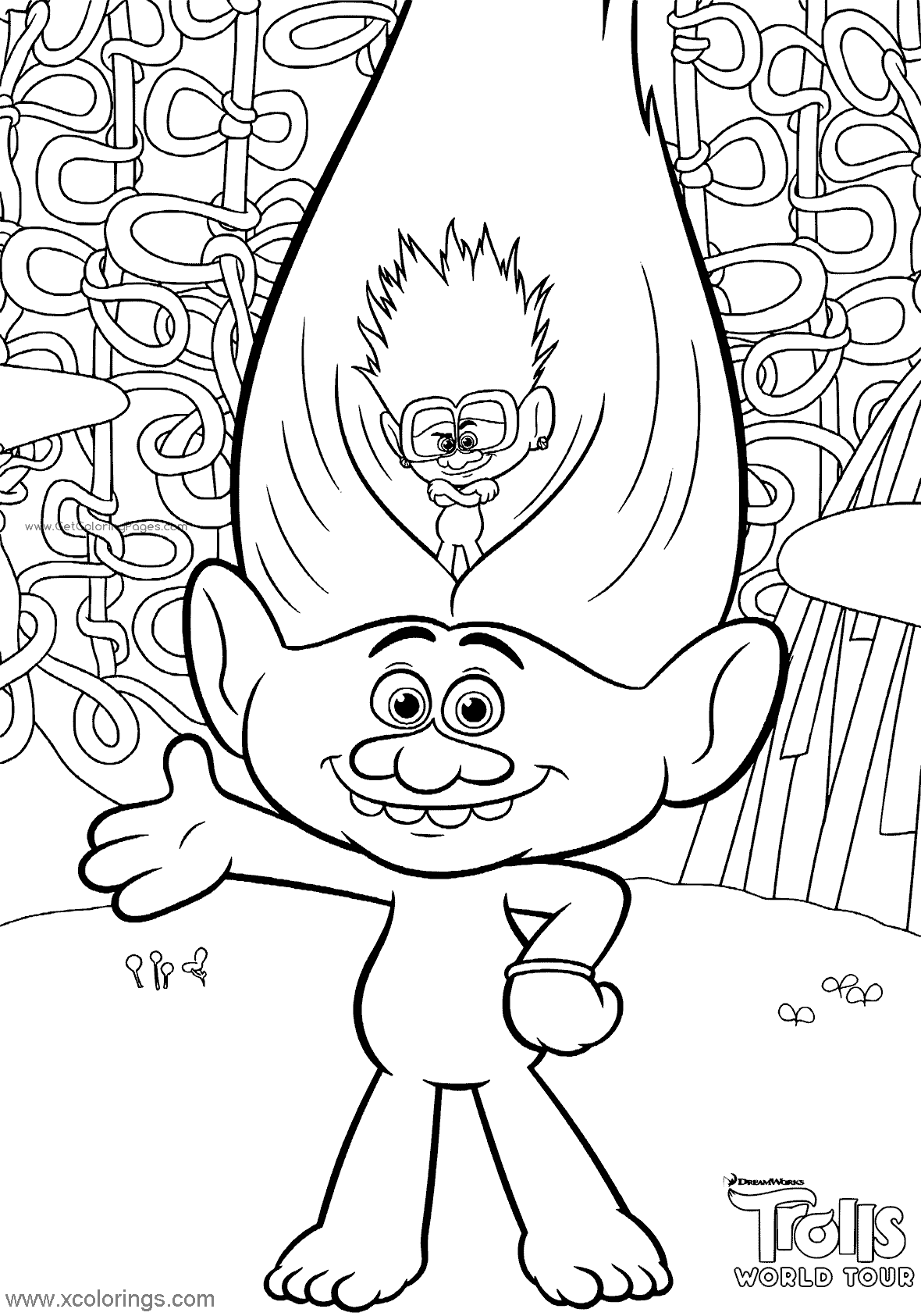 Trolls World Tour Coloring Pages Branch XColorings