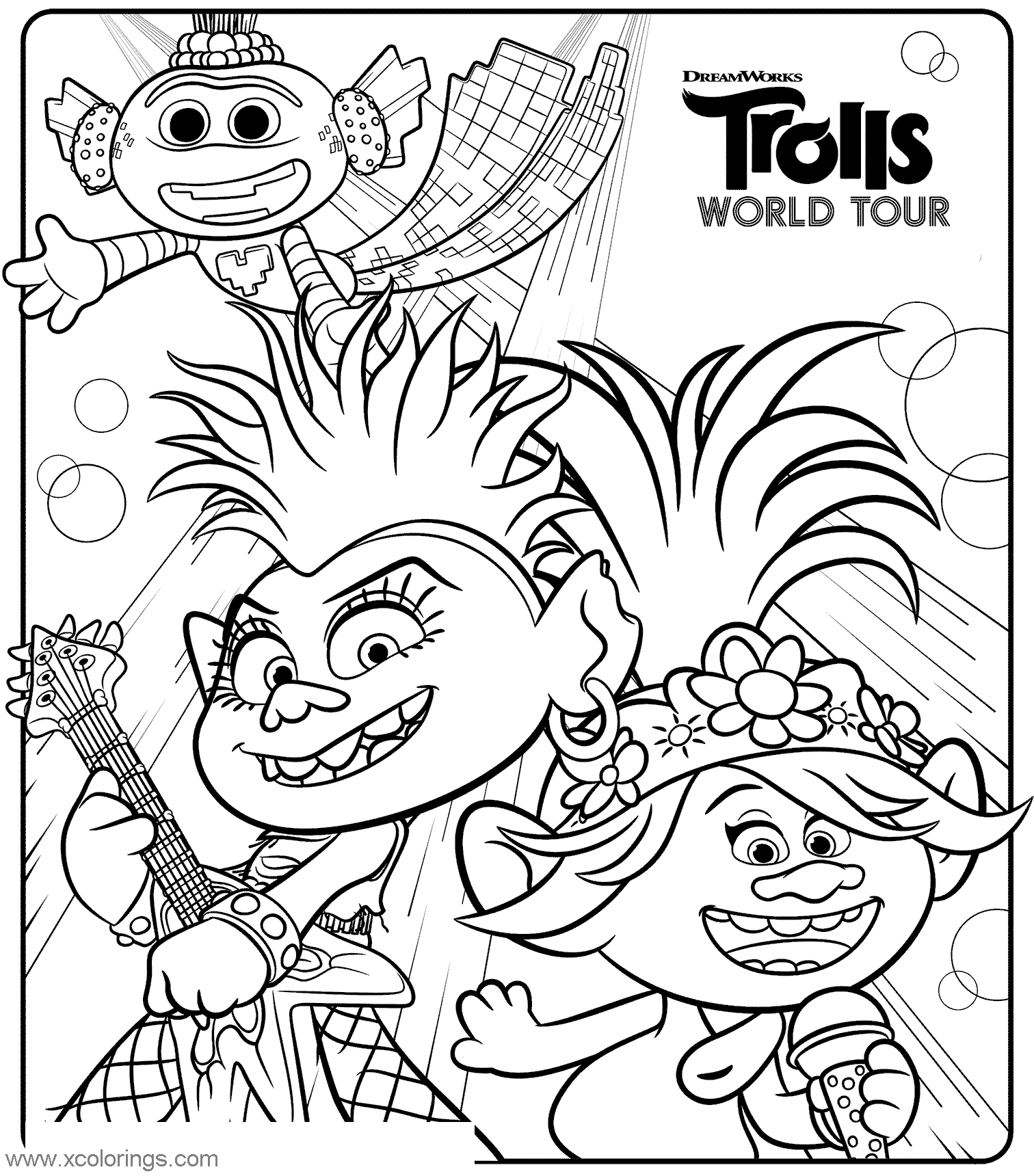 Trolls World Tour Coloring Pages Characters XColorings