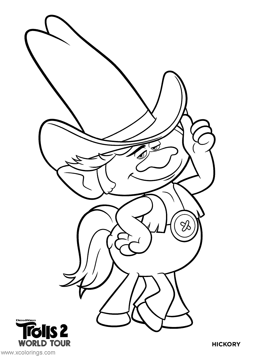 Trolls World Tour Hickory Coloring Pages XColorings