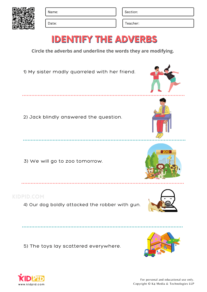 Types Of Adverb Worksheets Worksheets For Kindergarten