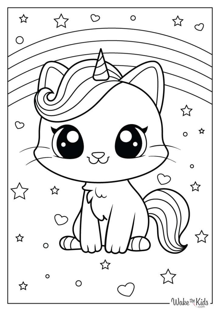 Unicorn Cat Coloring Pages Free Printable PDFs WakeTheKids