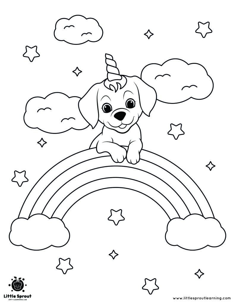 Unicorn Dog Coloring Page Little Sprout Art Learning Lab