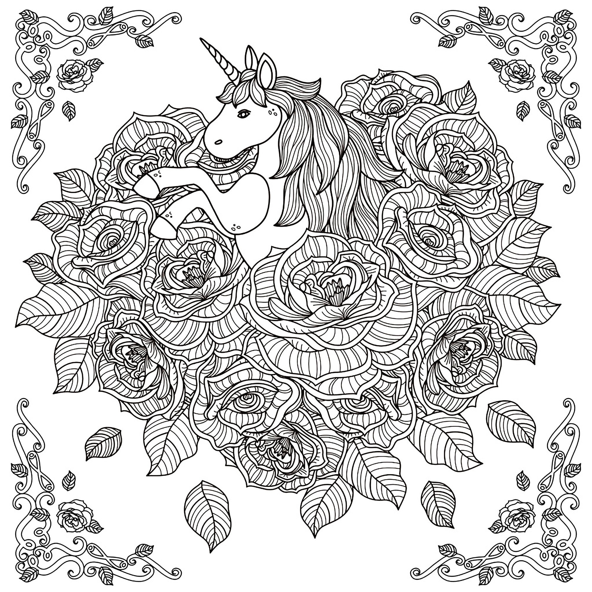 Unicorn Mandala Unicorns Adult Coloring Pages