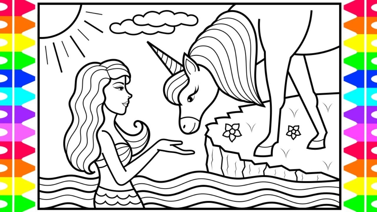 Unicorn Mermaid Coloring Page Cakes