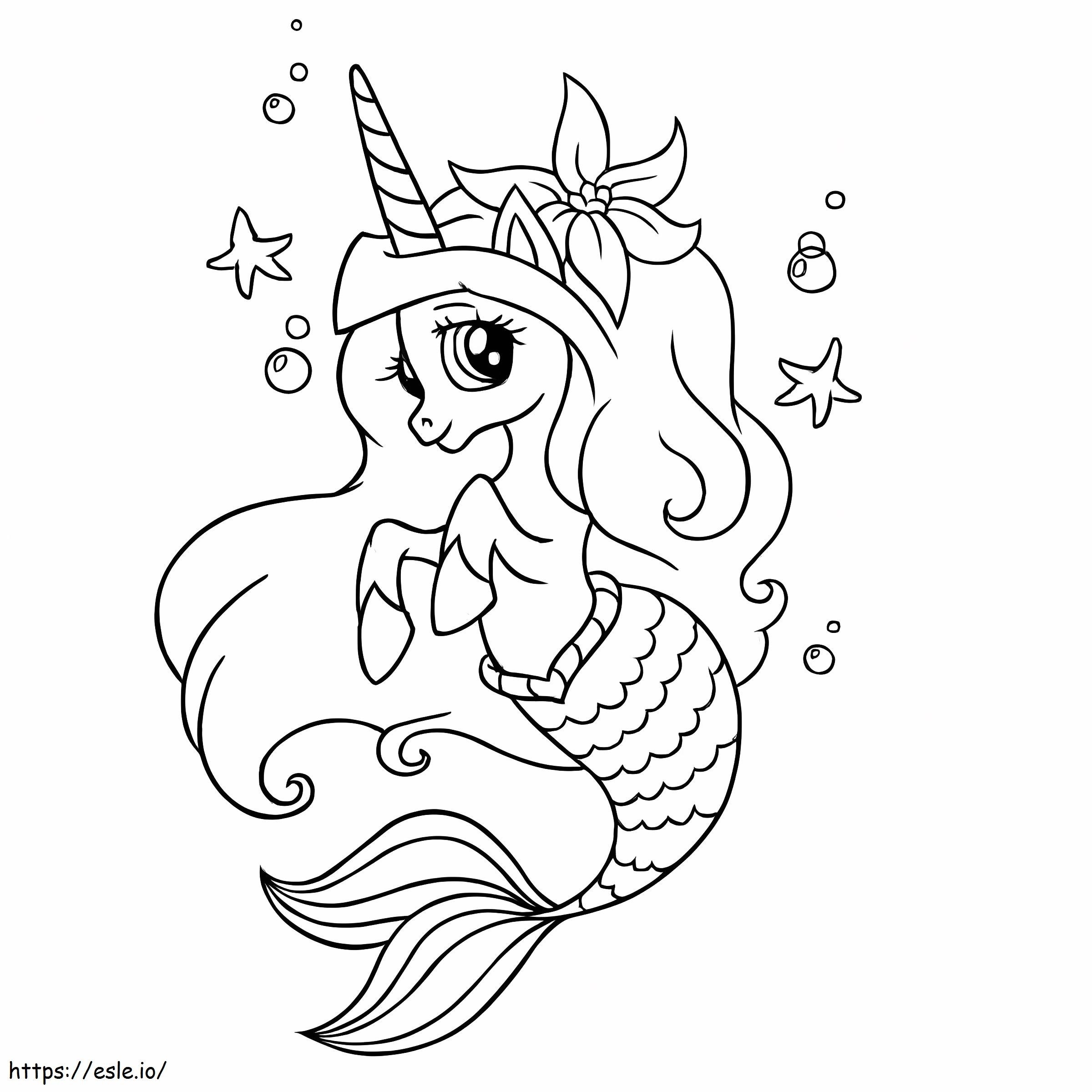 Unicorn Mermaid Coloring Page