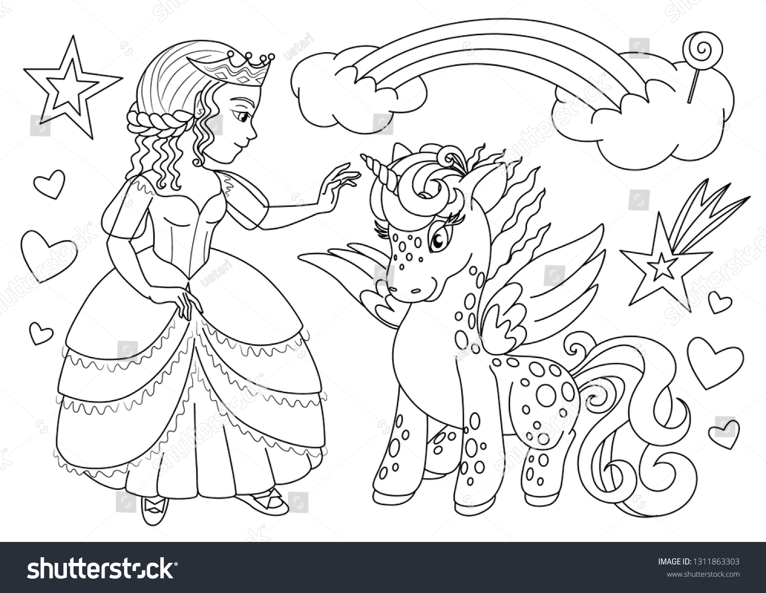 Unicorn Princess Coloring Page For Kids Royalty Free Vector 46 OFF