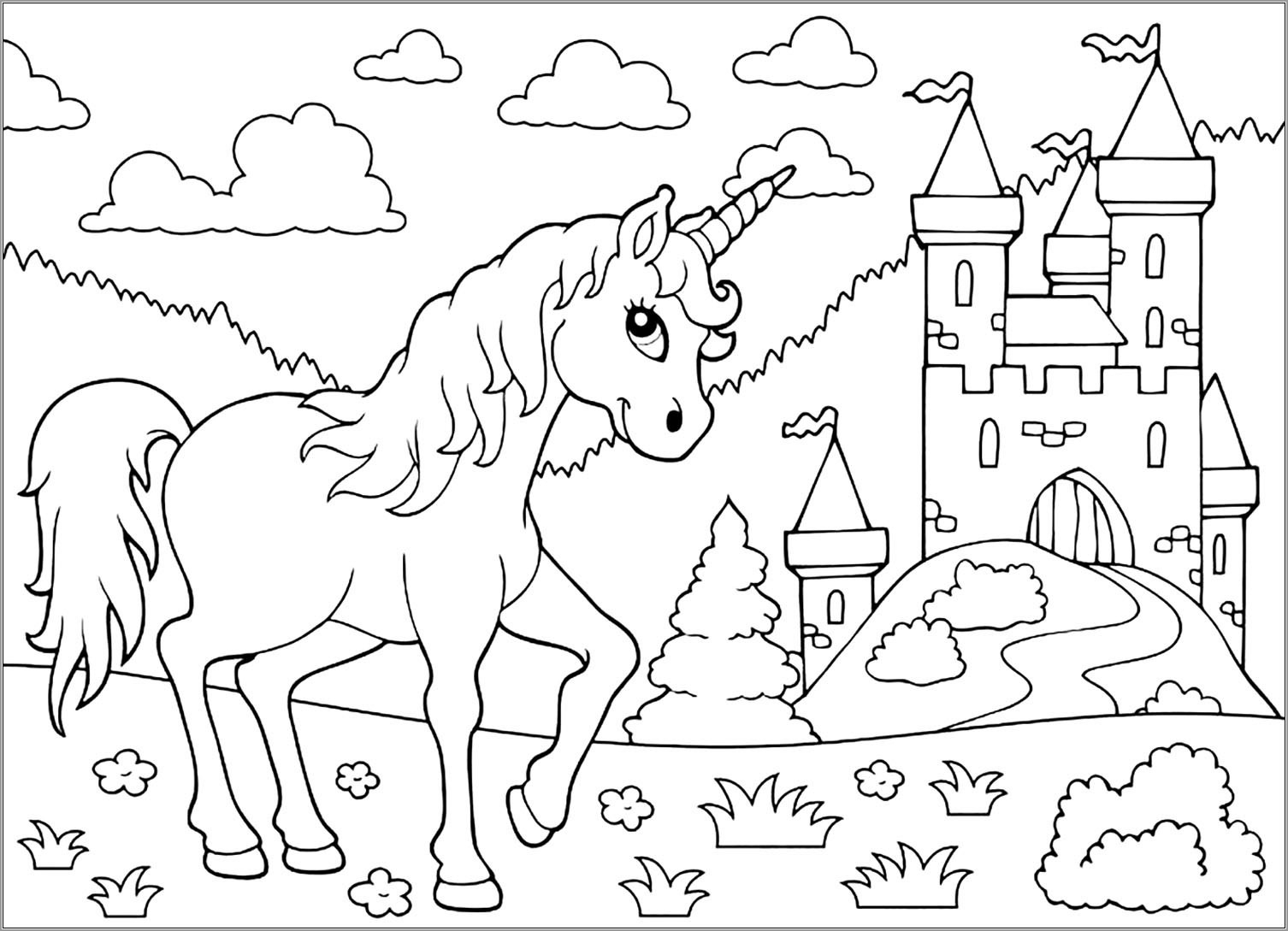 Unicorn Rainbow Coloring Pages ColoringBay