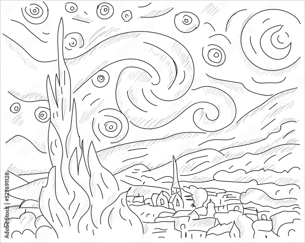 Van Gogh Coloring Pages Online Buying Www meesenburg kz