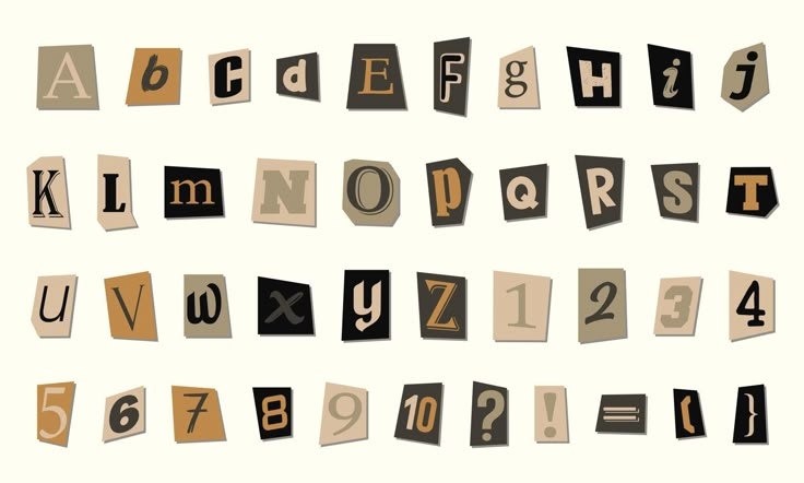 Vintage Style Paper Letters Alphabet Collection