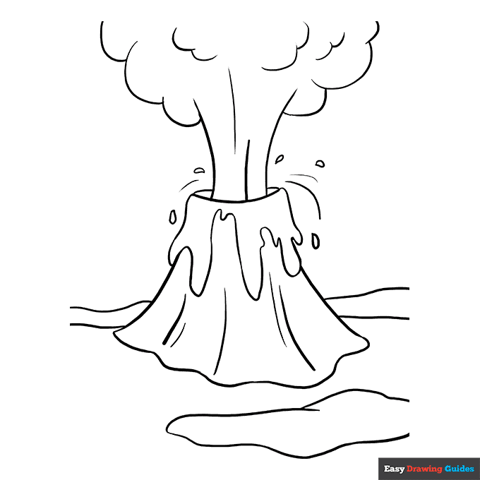 Volcano Coloring Page Easy Drawing Guides