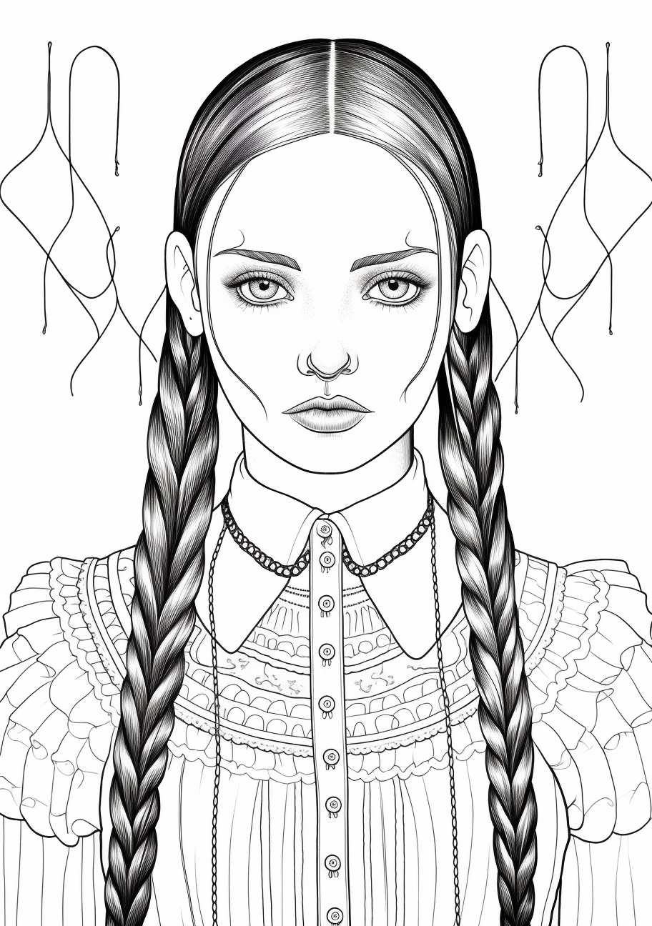 Wednesday Addams Coloring Sheet Pages For Kids And Adults coloring 