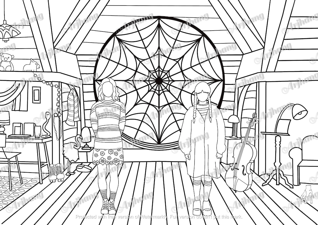 Wednesday Addams Colouring Page Wednesday Addams Colouring Etsy