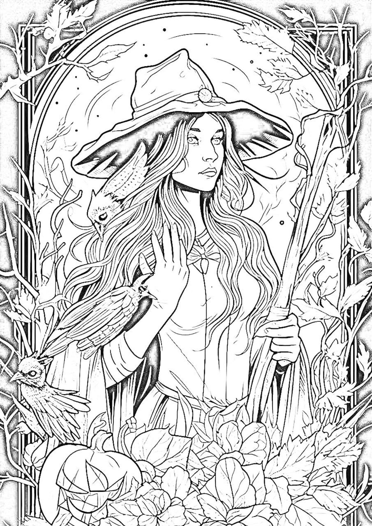 Witch Coloring Pages Detailed Coloring Pages Halloween Coloring Pages 