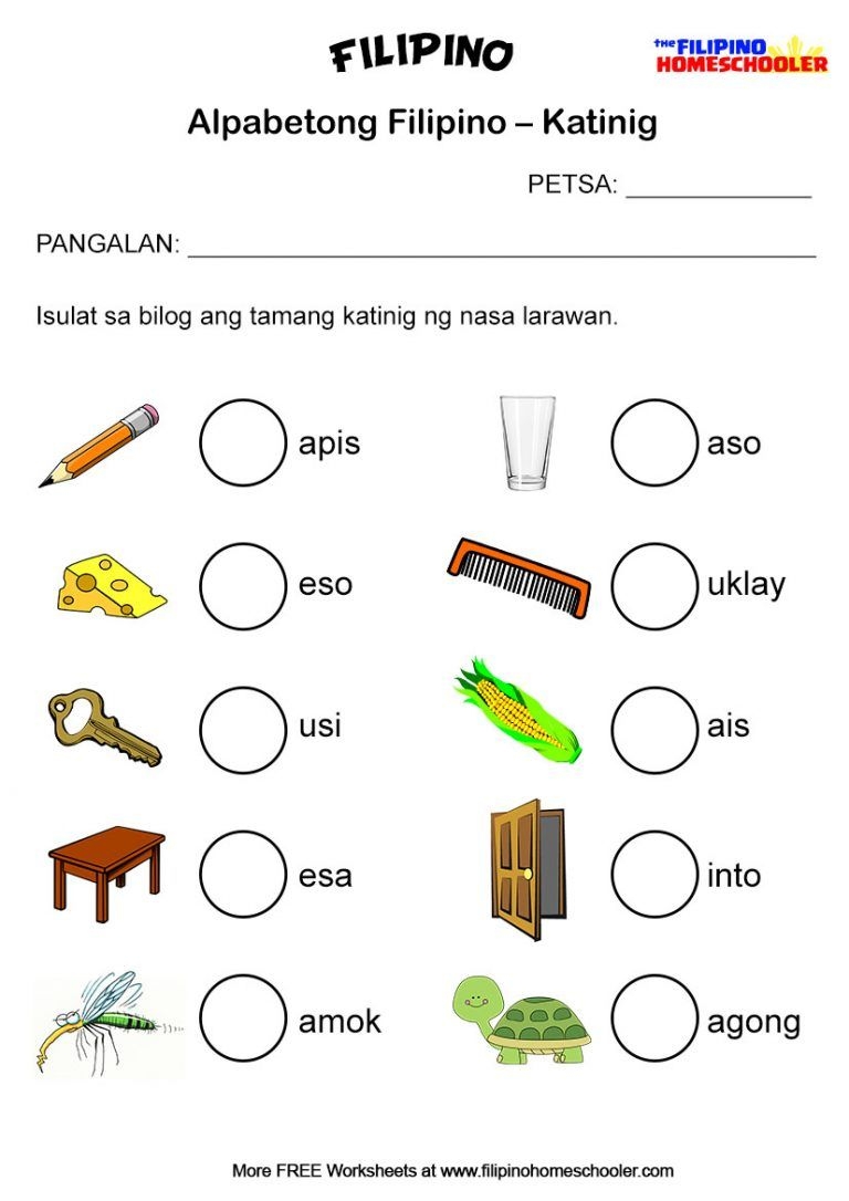 Worksheets For Grade 1 Filipino