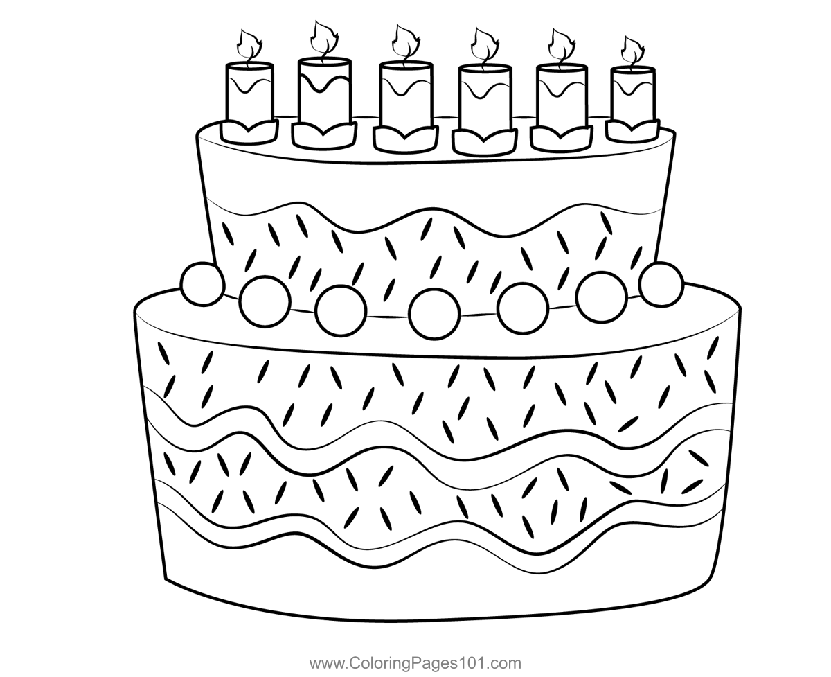 Yummy Birthday Cake Coloring Page For Kids Free Desserts Printable 