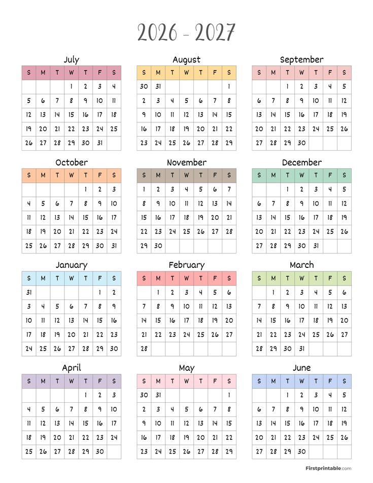 Two-year printable calendar spread on desk
