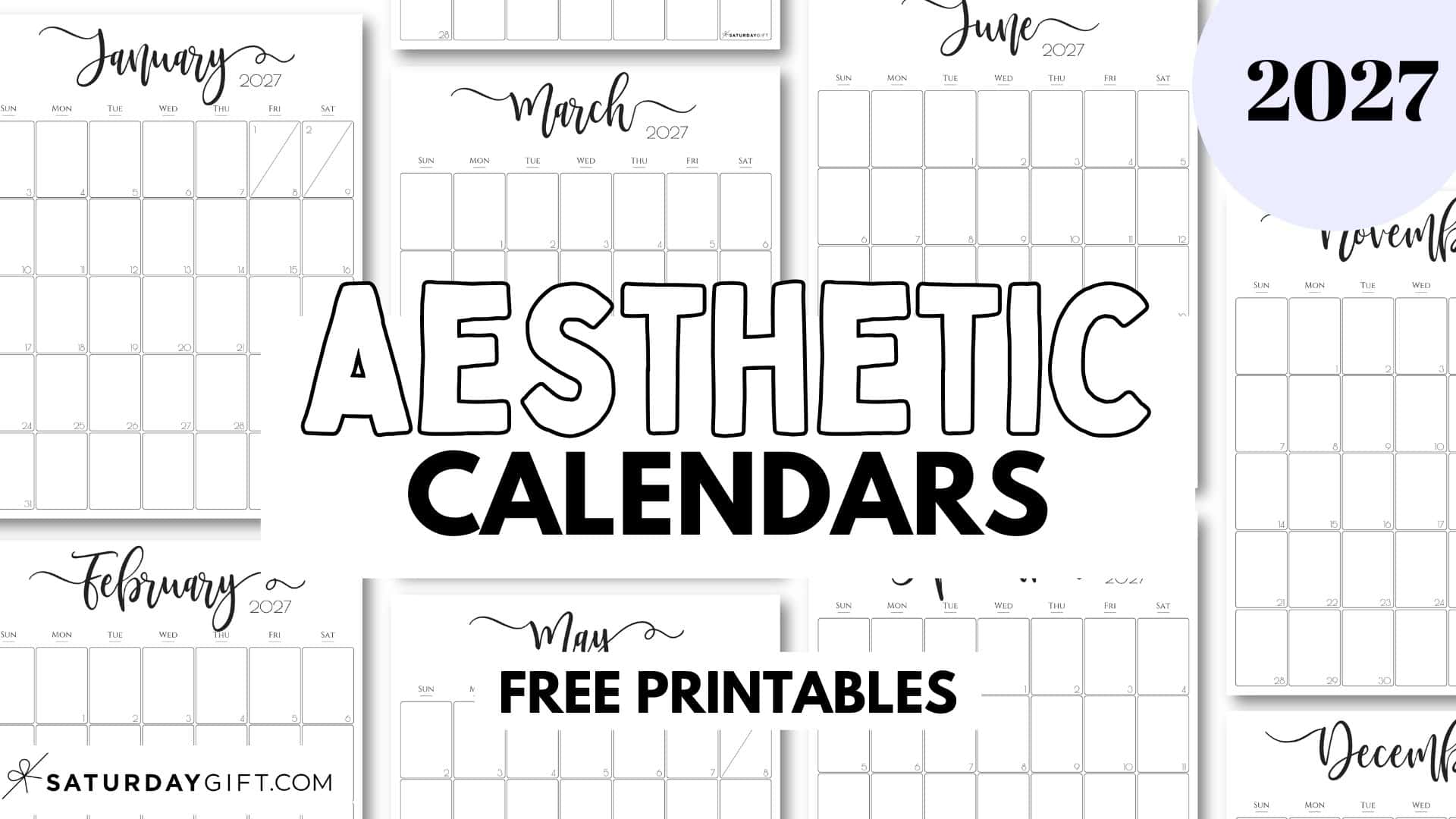 A colorful desk spread with 2027 Calendar Printable sheets and planner stickers