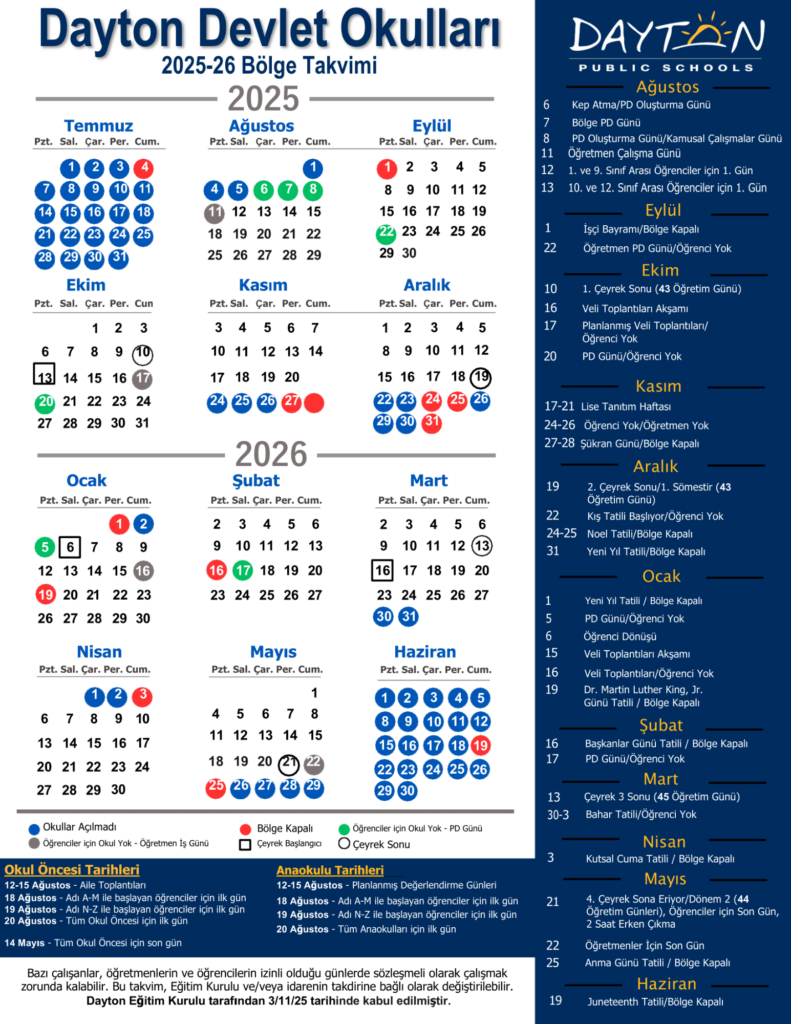 Kid-friendly Dps 2026-2027 Calendar worksheet