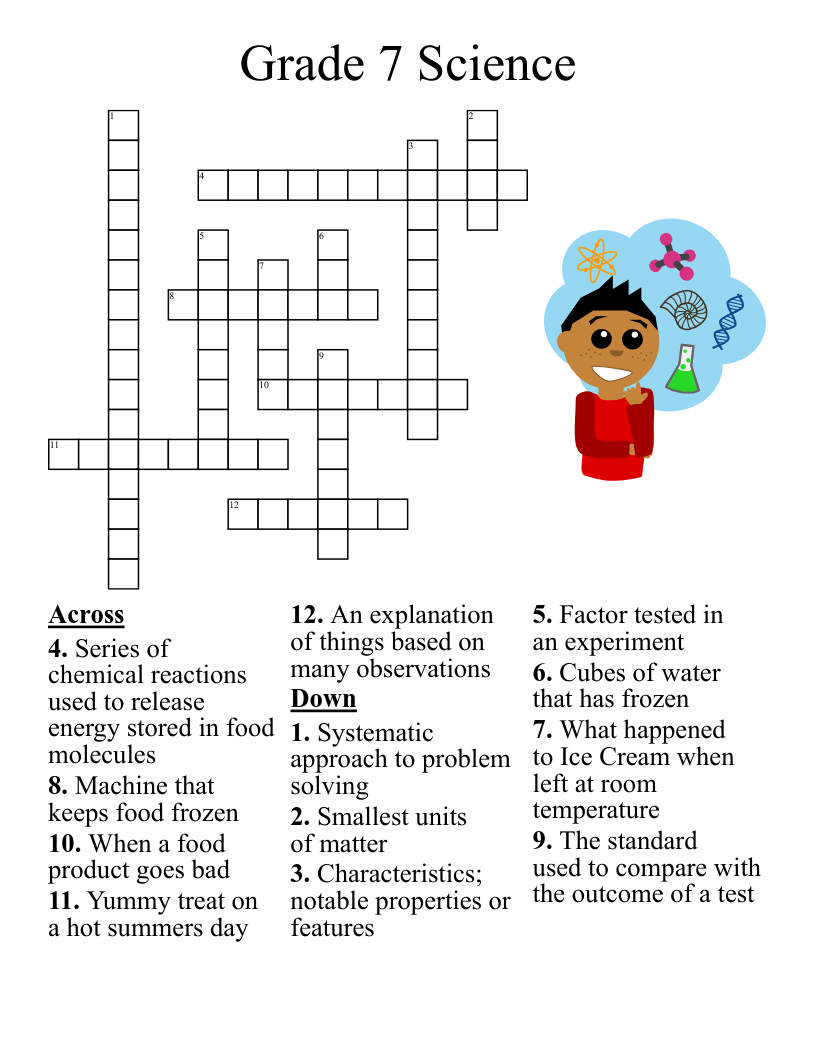 7th Grade Science Vocabulary Crossword Puzzle