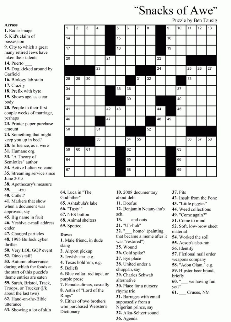 Adult Crossword Puzzles Free Printable Printable JD