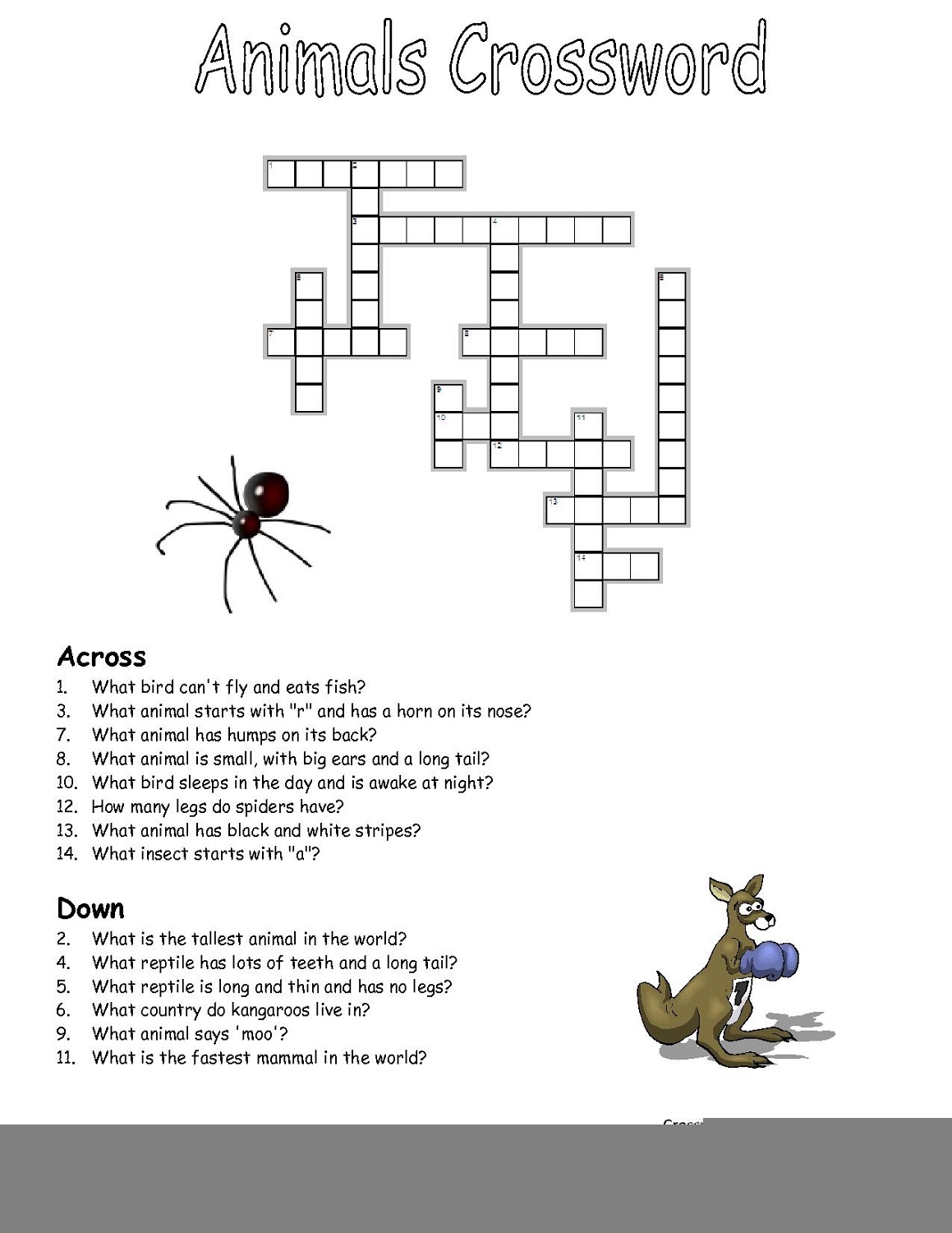 Animal Crossword Puzzle Printable Printable Crossword Puzzles