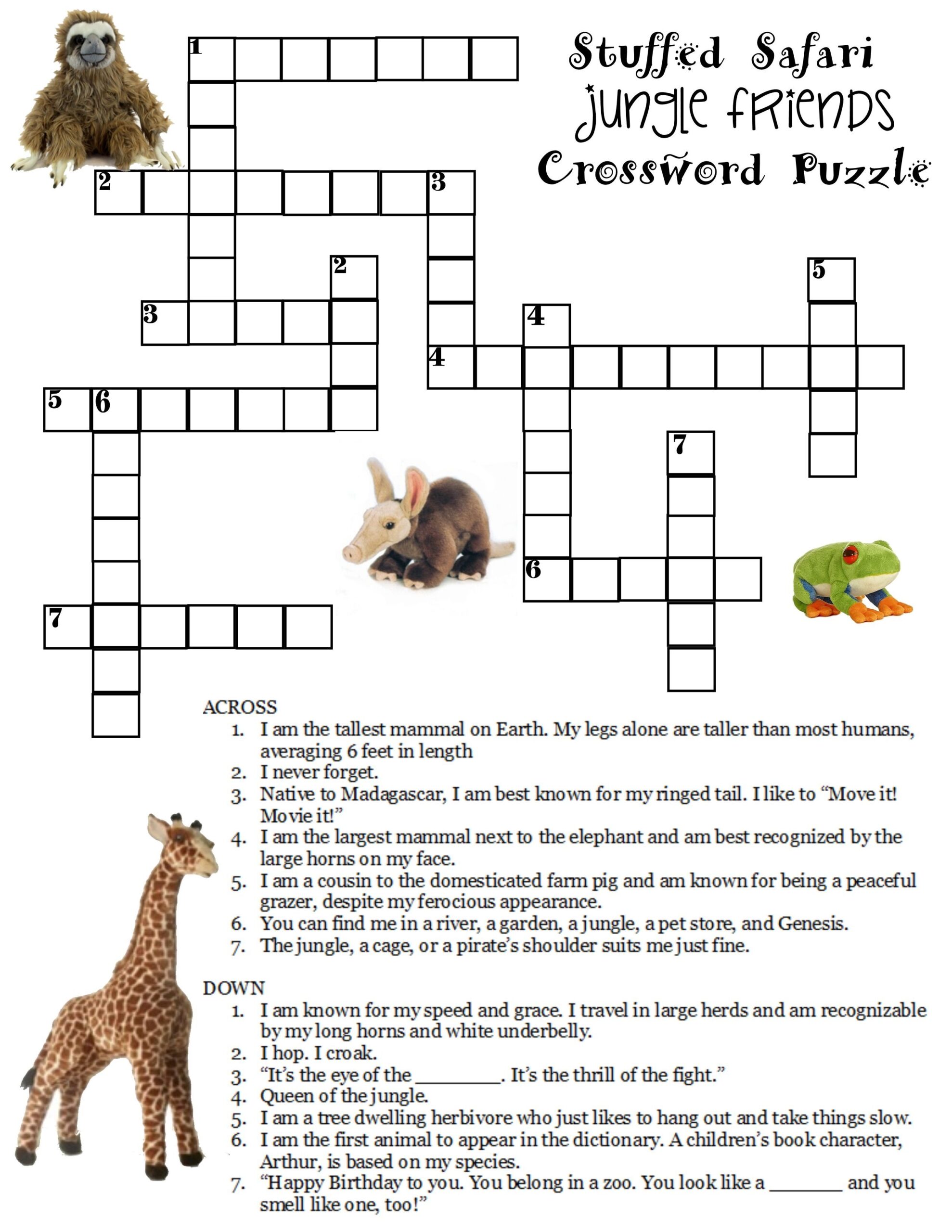 Animal Crossword Printable