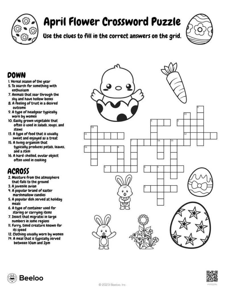 April Crossword Puzzle Printable Free Crossword Puzzles Printable