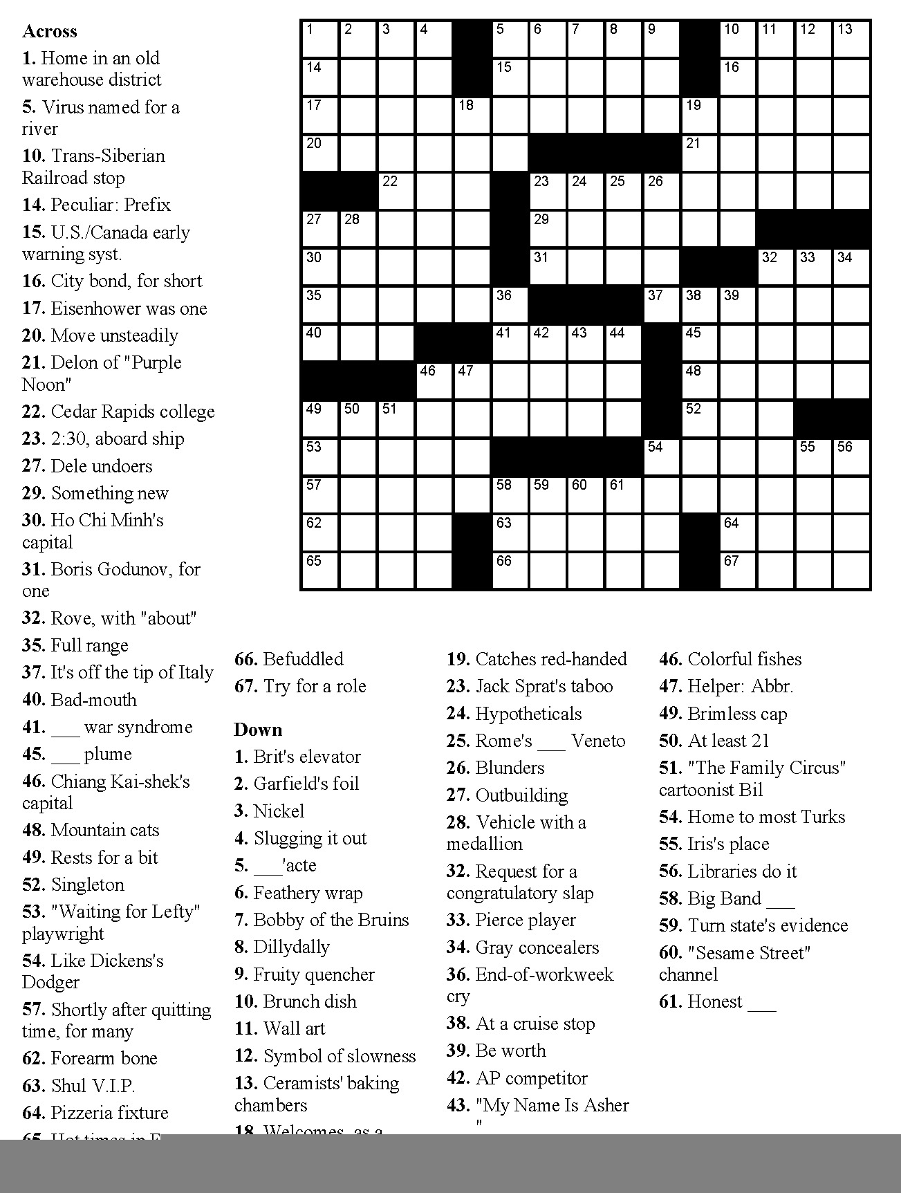 Best Free Printable Crossword Puzzles