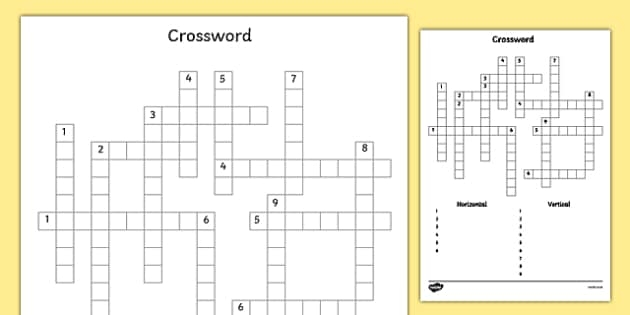 Blank Crossword Puzzle Template For Kids teacher Made 