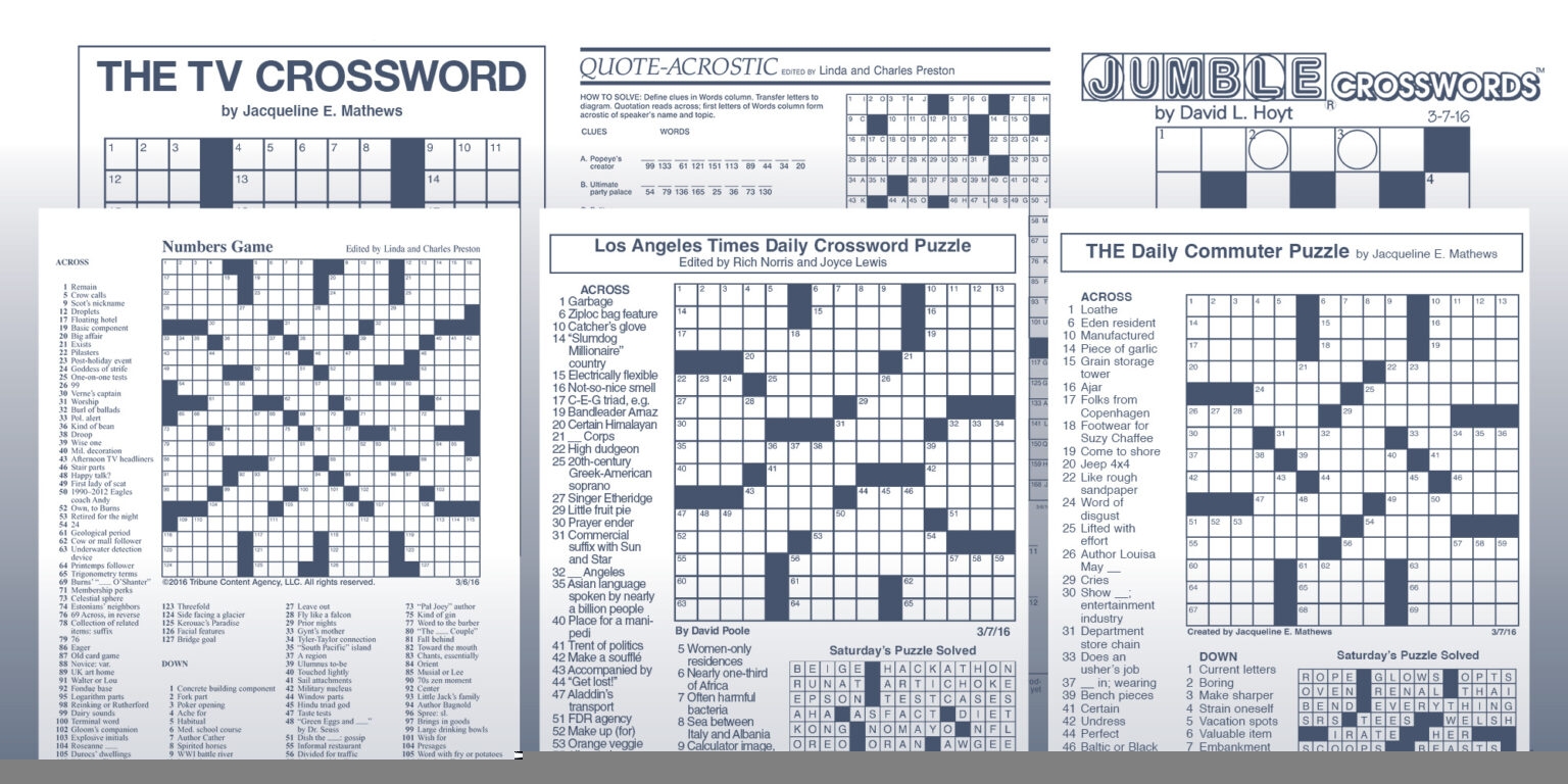 Chicago Sun Times Crossword Puzzle Printable Printable Crossword 