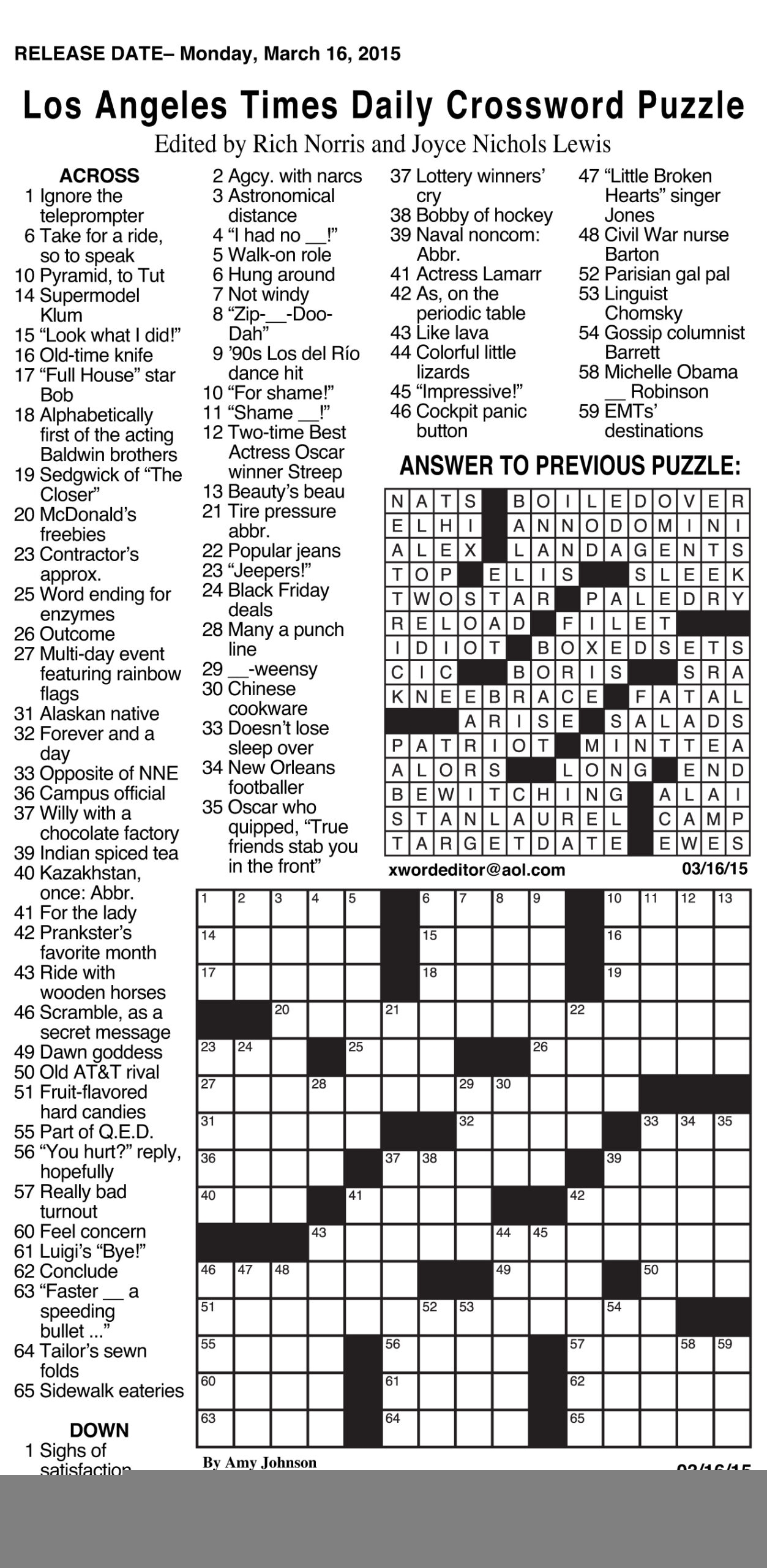 Chicago Sun Times Daily Crossword Puzzle Printable James Crossword 