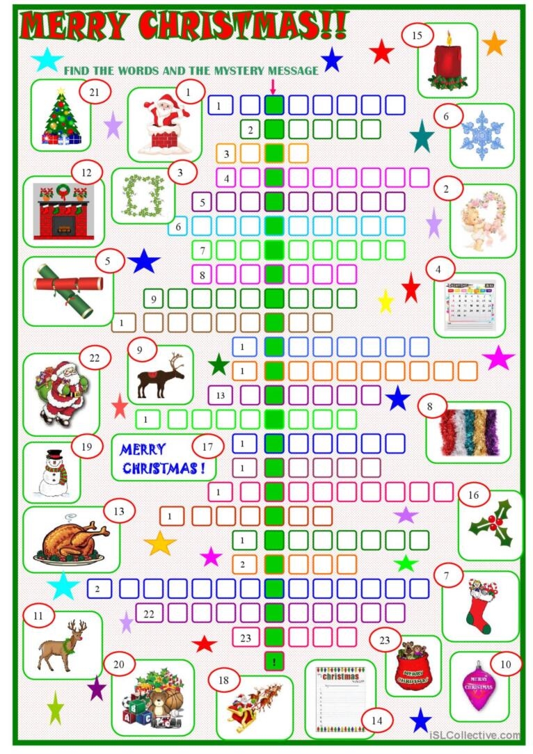 Christmas Crossword Puzzle With A English ESL Worksheets Pdf Doc