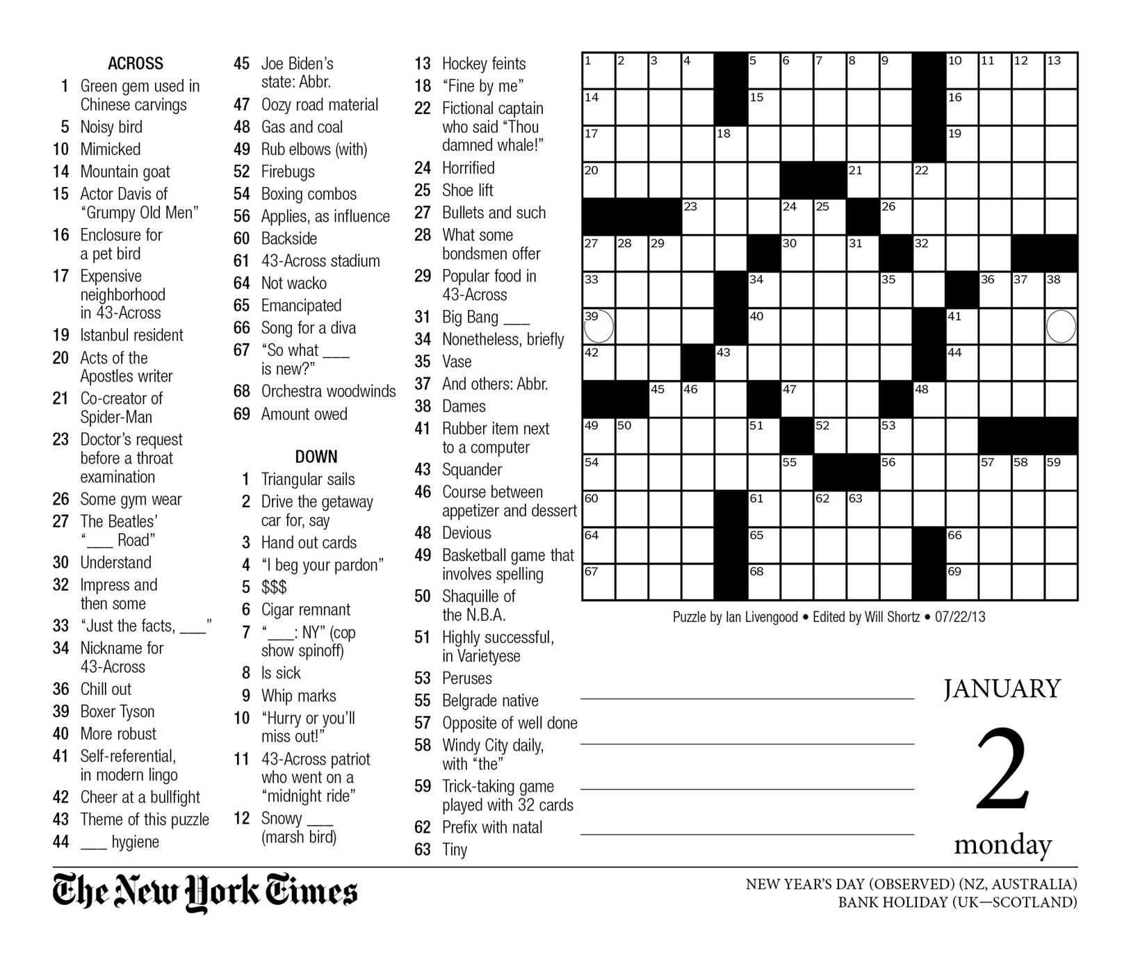 New York Times Crossword Pdf