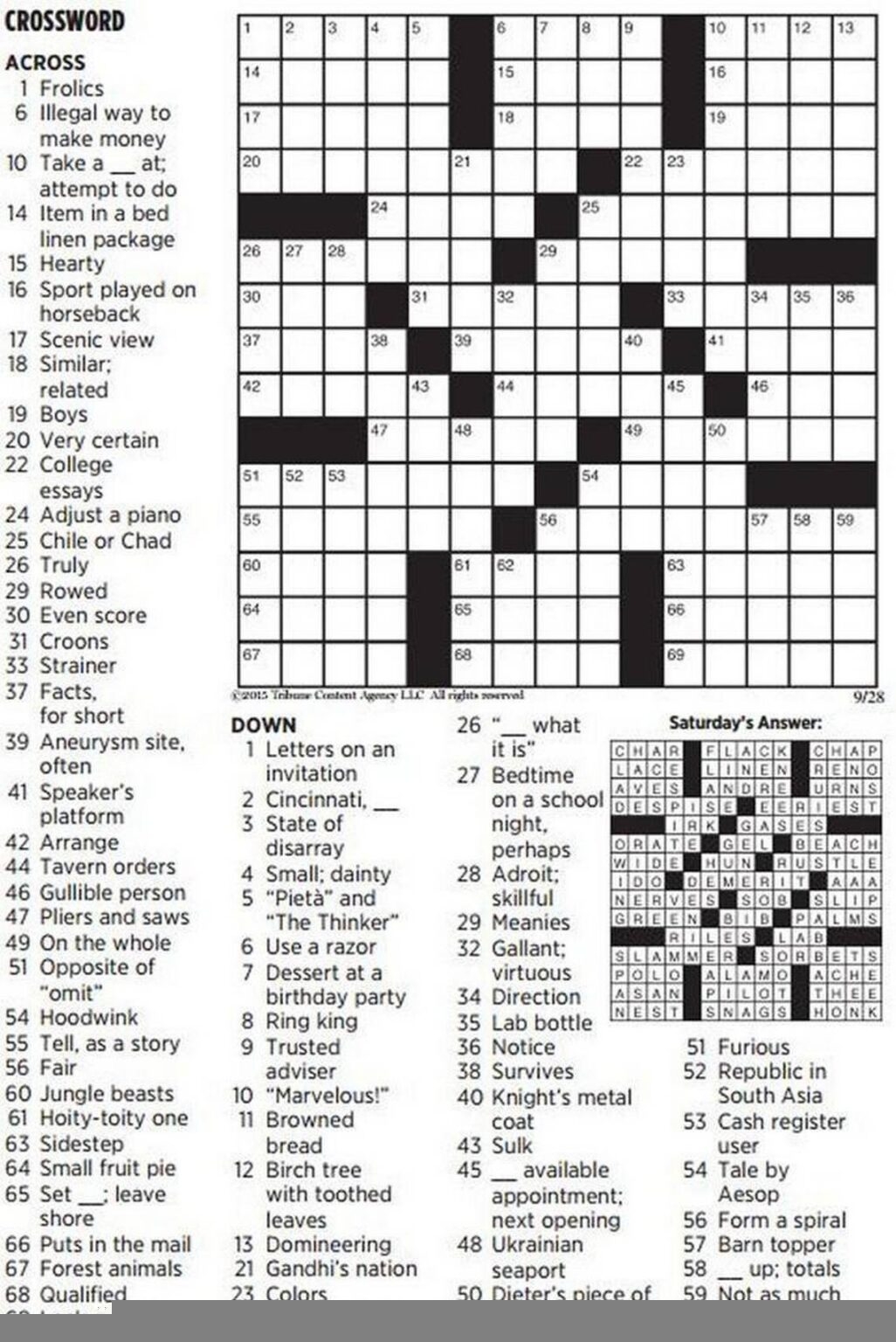 Daily Commuter Crossword Puzzle Printable Printable JD