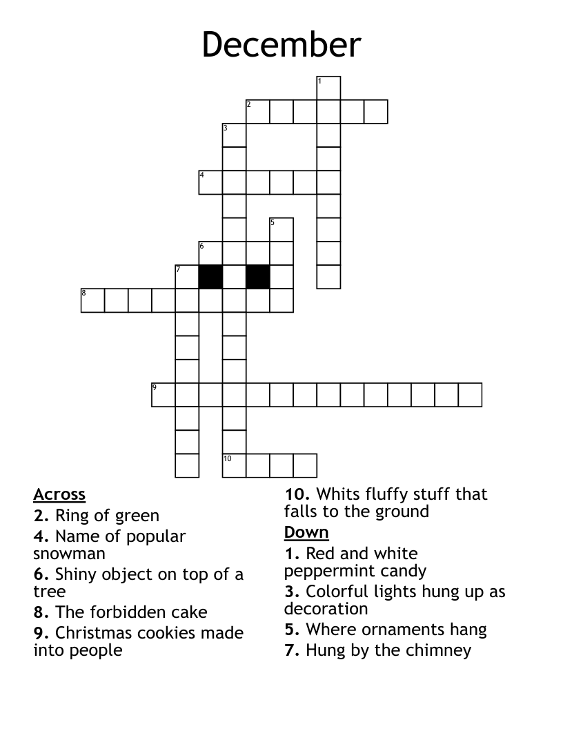 December Crossword WordMint