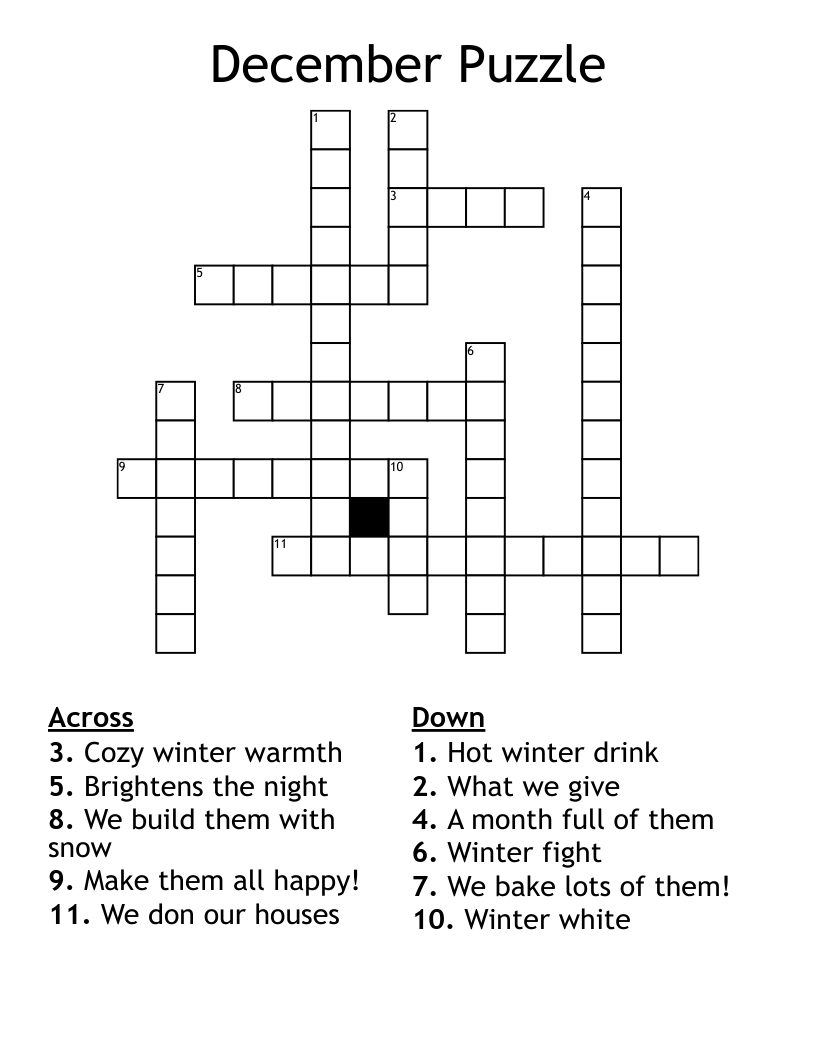 December Puzzle Crossword WordMint