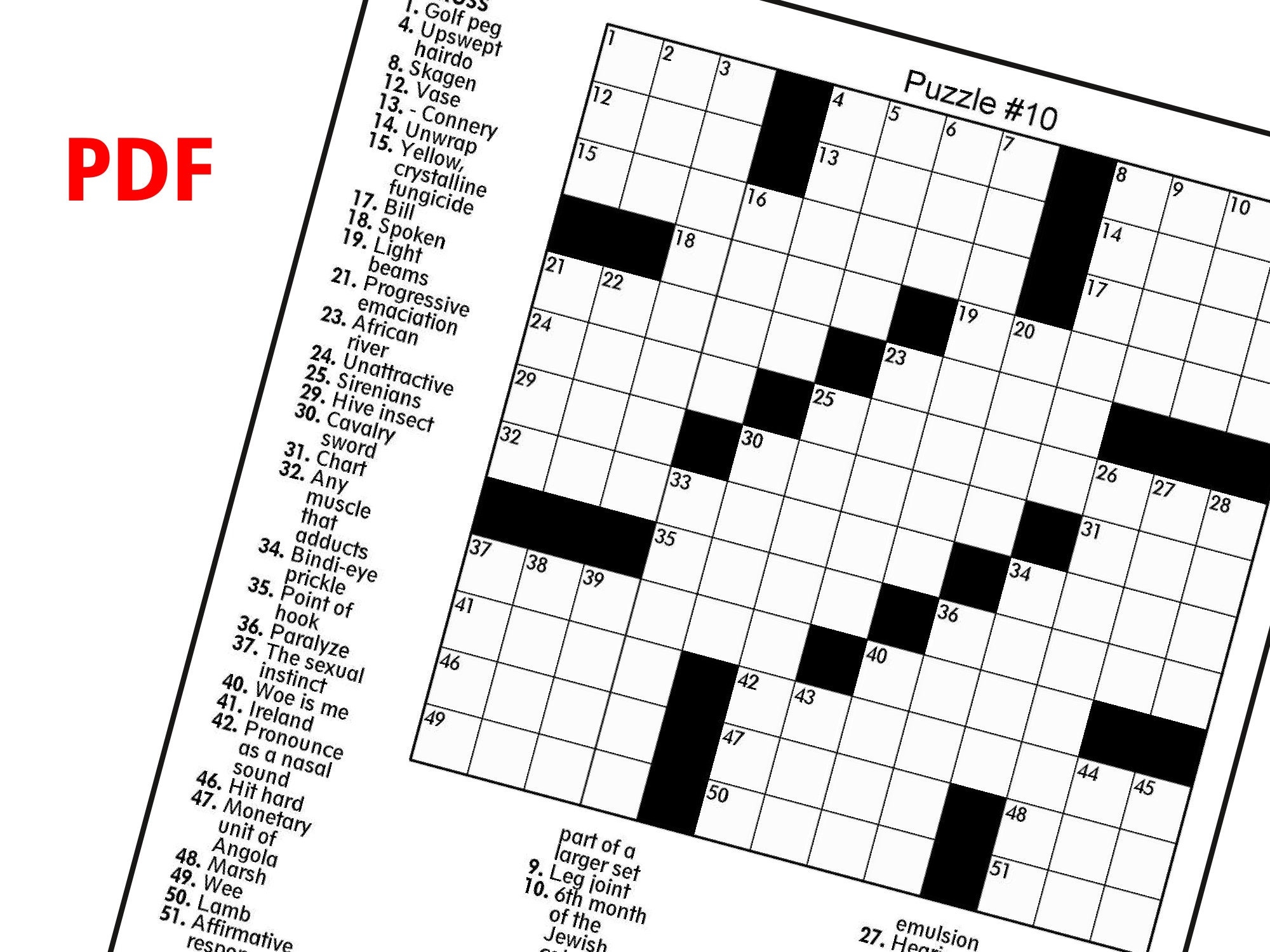 Digital Download 100 Printable Crossword Puzzles For Adults Etsy