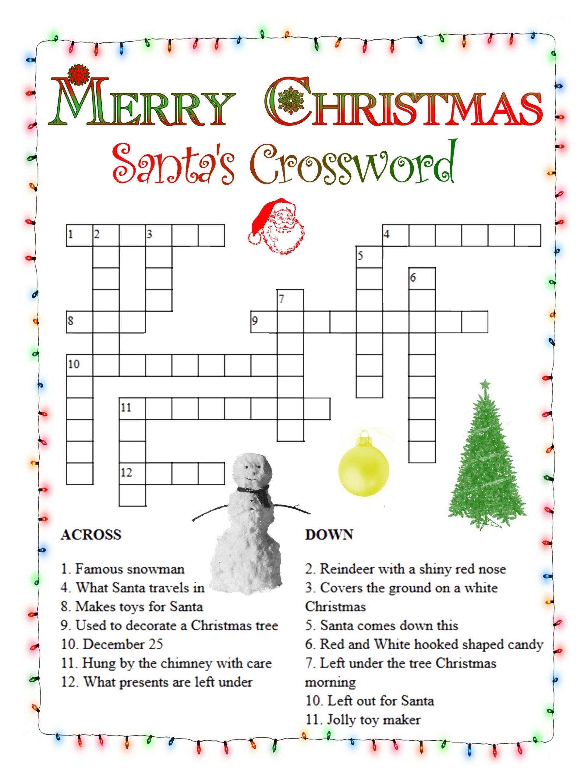 Easy Christmas Crossword Puzzles Printable