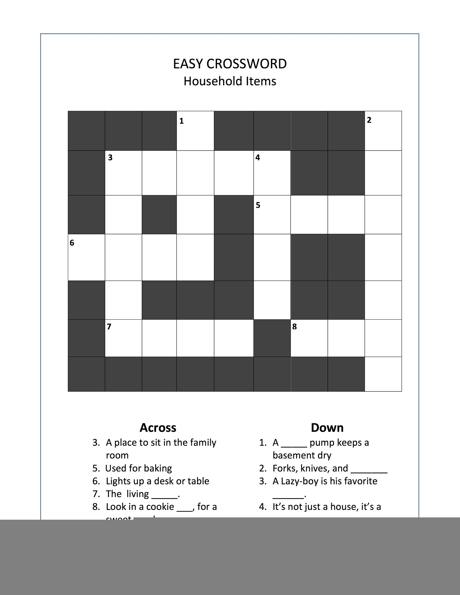 Easy Crossword Puzzles For Senior Activity 101 Printable Emma 