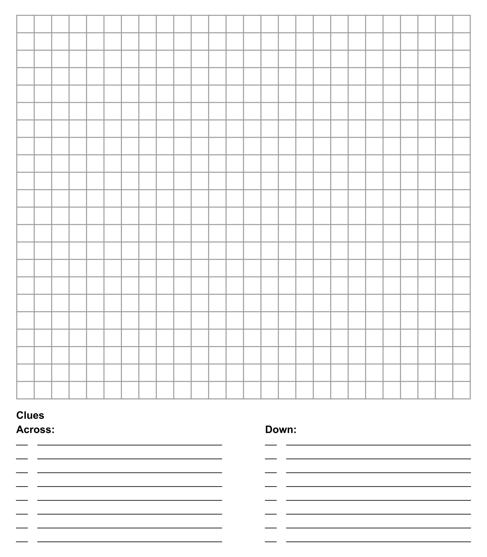 Editable Blank Crossword Puzzle Template