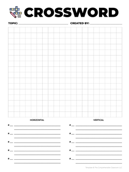 EDITABLE Crossword Puzzle Template TPT